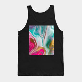 Pink And Green Marble Watercolour With Gold Effect Tank Top